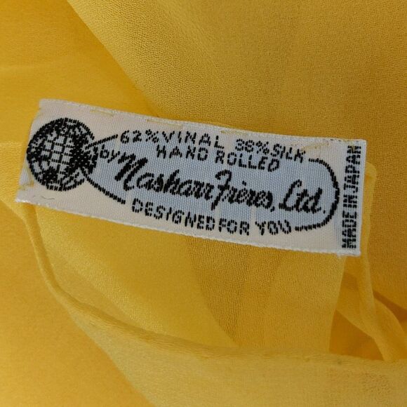 Vintage Nasharr Freres, Ltd Hand Rolled Scarf - Bright Yellow - Silk & Vinal - Picture 3 of 5